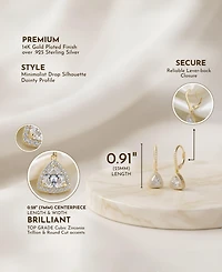 Sterling Silver Round and Triangle Cubic Zirconia Drop Earrings