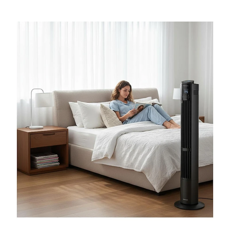 Ltmate Global Inc. Smart Tower Fan with Remote Control, 6 Hyper Speeds & 3 Modes, 40 inches, 15h Timer Portable Floor Bladeless Fan