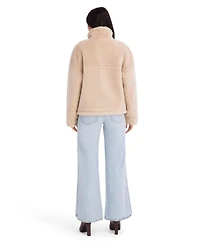 Kensie Women's Faux Fur Funnel Neck Short Jacket