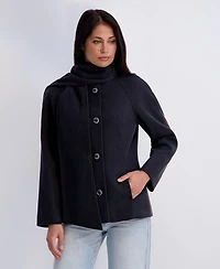 Kensie Women's Faux-Wool Funnel Neck Coat