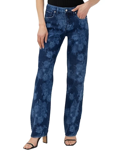 Silver Jeans Co. Women's Avery High-Rise Straight-Leg Floral
