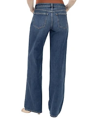 Silver Jeans Co. Women's Loose & Low Wide-Leg Low-Rise Ripped Knee