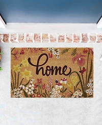 Vcny Home Home Floral Outdoor Coir Doormat, 18" x 30"