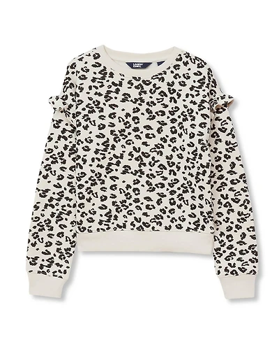 Lands' End Girls Long Sleeve Ruffle Sweatshirt