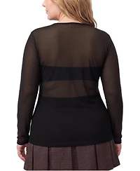 Torrid Plus Mesh Crew Long-Sleeve Top