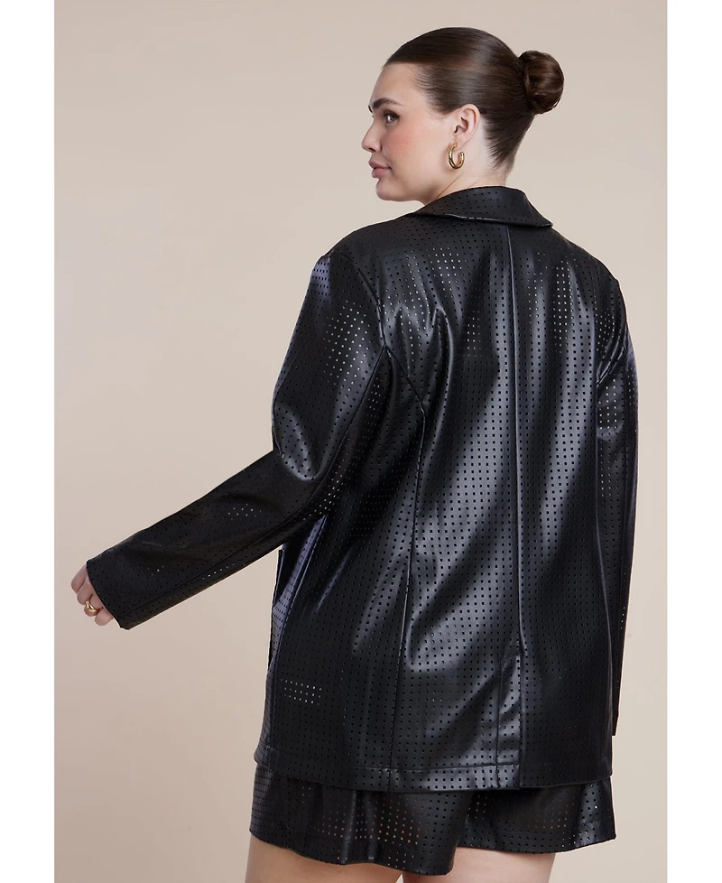 Eloquii Women's Perforated Faux Leather Blazer