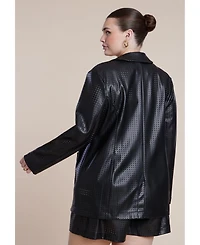 Eloquii Women's Perforated Faux Leather Blazer