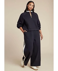 Eloquii Women's Stripe Detail Quarter Zip Sweatshirt