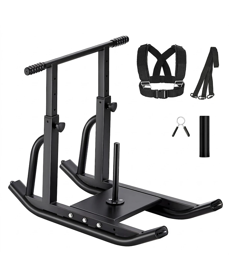 Sugift Steel Power Weight Sled with Adjustable T-Bar Handle and Pulling Harness