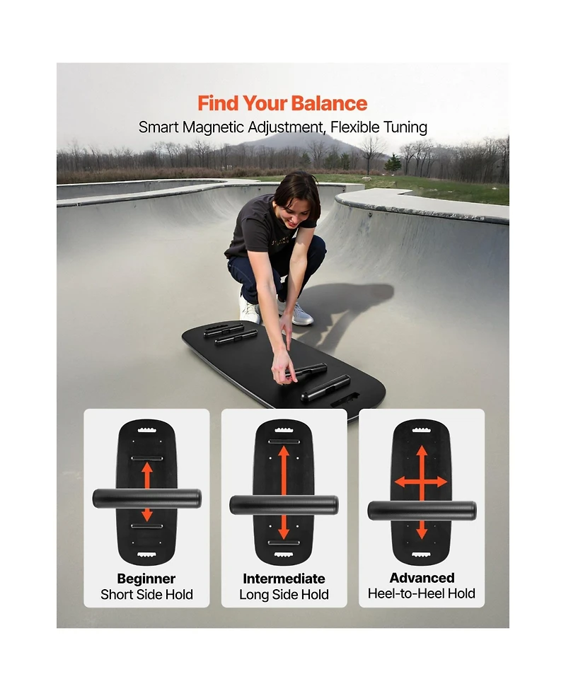Sugift 2-in-1 Wooden Surf Balance Board Trainer with Roller Magnetic Stoppers and Storage Rack