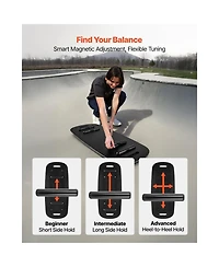 Sugift 2-in-1 Wooden Surf Balance Board Trainer with Roller Magnetic Stoppers and Storage Rack