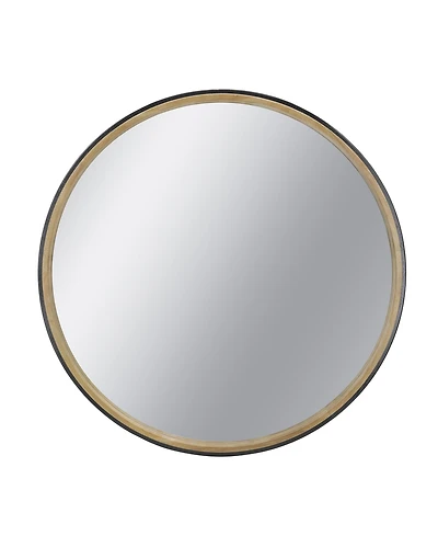 Phying 31.3 Inch Decorative Wall Mirror Two-Tone Natural Wood Framed Mirror Modern Minimalist Rectangular Vanity Mirror for Living Room