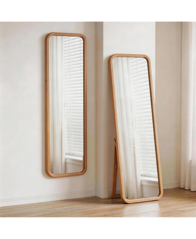 Phying Full Length Mirror 2-in-1 Freestanding and Wall Mounted Dressing Mirror Sturdy Wood Frame Floor Body Mirror for Bedroom Living Room