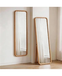 Phying Full Length Mirror 2-in-1 Freestanding and Wall Mounted Dressing Mirror Sturdy Wood Frame Floor Body Mirror for Bedroom Living Room