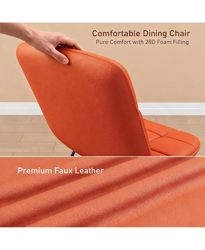 homfan Faux Leather Dining Chairs Set of 4, High-Resilience Foam, Upholstered Dining Room Chairs with Metal Frame
