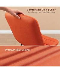 homfan Faux Leather Dining Chairs Set of 4, High-Resilience Foam, Upholstered Dining Room Chairs with Metal Frame