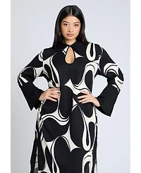 Eloquii Women's Plus Printed Collared Maxi Dress