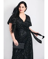Avenue Women's Plus Nina Sequin Wrap Dress