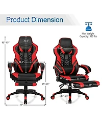 Gouun Adjustable Gaming Chair with Retractable Footrest and Lumbar Pillow