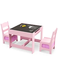 Gouun Kids Activity Table 2 Chairs Set Chalkboard Whiteboard with Storage Boxes