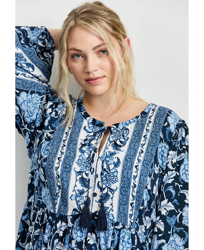Avenue Women's Livvy Boho Border Print Mini Dress