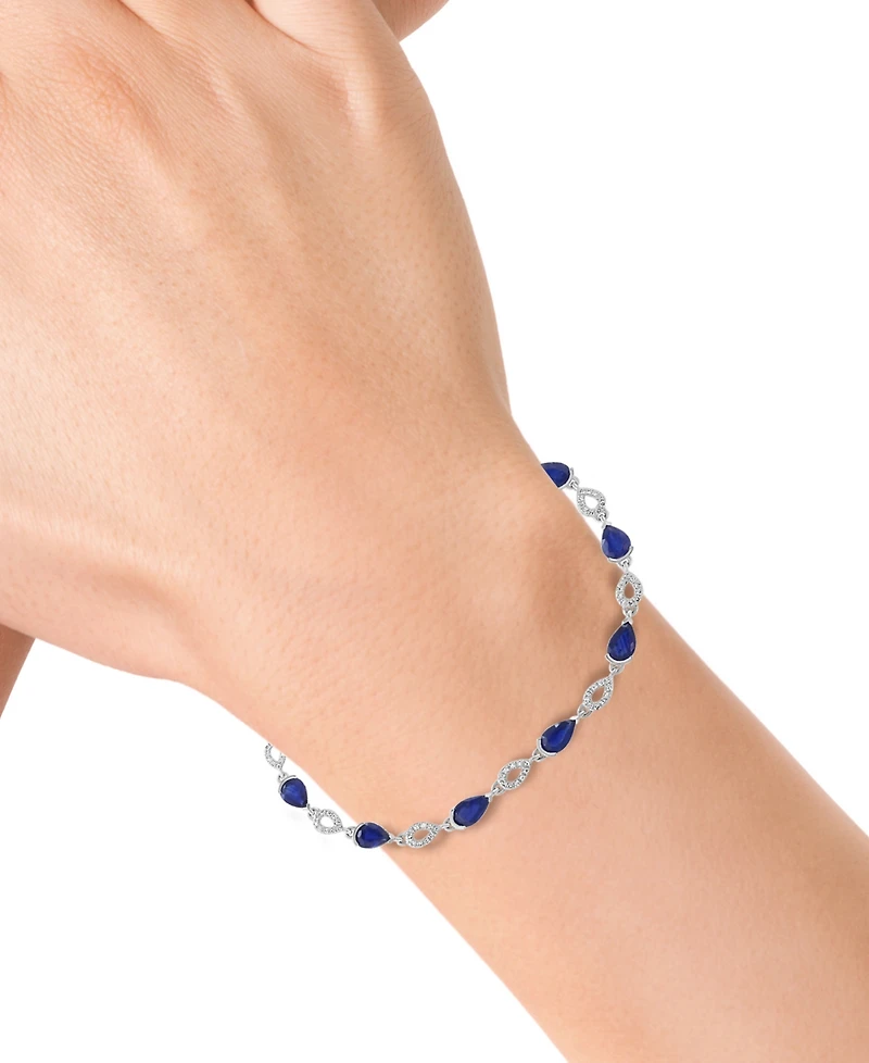 Effy Collection Sapphire (5-1/4 ct. t.w.) & Diamond (1/3 ct. t.w.) Bracelet in 14k White Gold