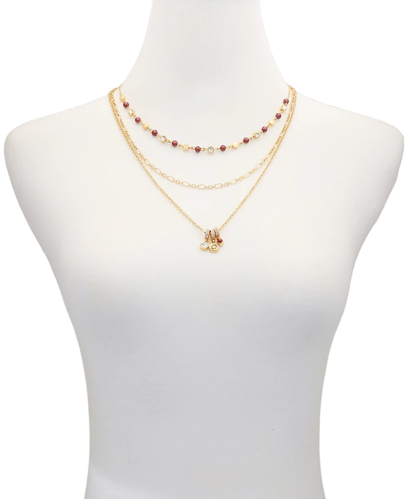 Guess Gold-Tone Layered Imitation Pearl & Crystal Necklace