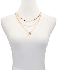 Guess Gold-Tone Layered Imitation Pearl & Crystal Necklace