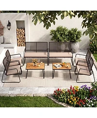 Gymax 8Piece Patio Furniture Set Pe Wicker Rattan Conversation Set with Zippered Cushions
