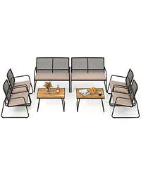 Gymax 8Piece Patio Furniture Set Pe Wicker Rattan Conversation Set with Zippered Cushions