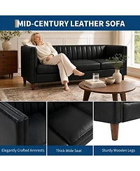 gaomon 81'' Modern Leather Couch for Living Room, Mid Century Sofa with Deep Seat, Chesterfield 3 Seat Office