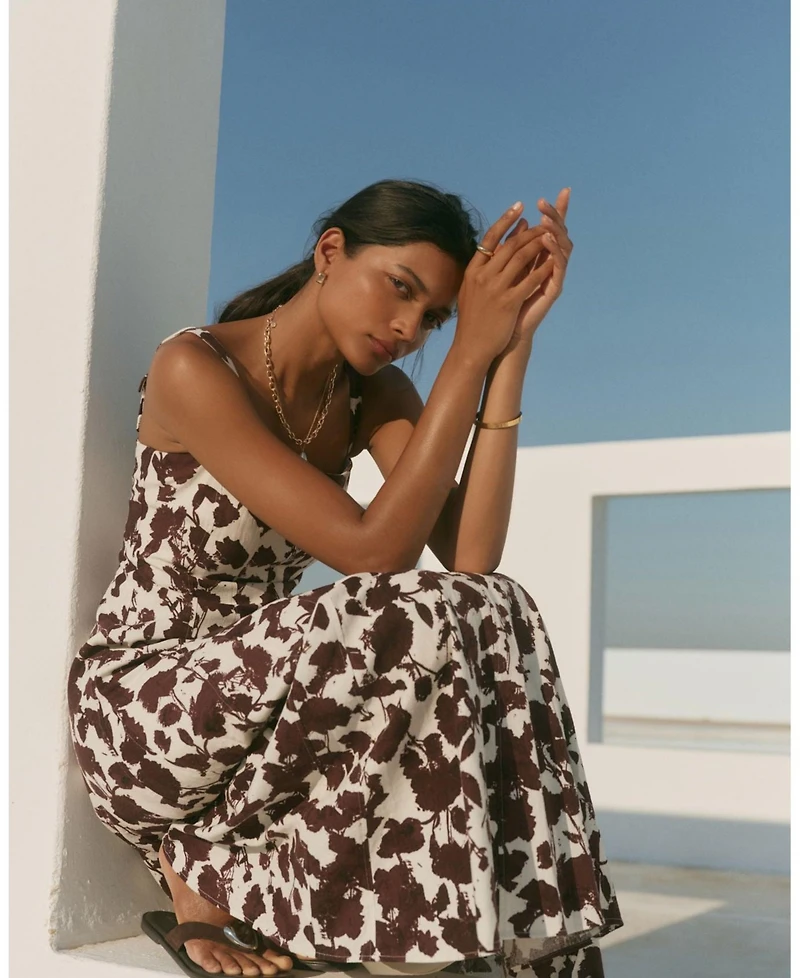 Mint Velvet Women's Linen Blend Printed Midi Dress