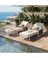 Asagikoiai 5-Position Adjustable Outdoor Lounge Chair with Rope Armrests and Iron Frame