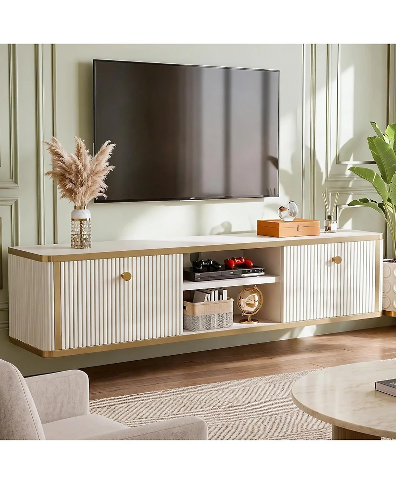 Tribesigns Floating Tv Stand with 2 Drawers,Wall Mounted Media Console