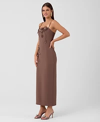 Rachel Rachel Roy Women's Aurea Midi Scoop Neck Sleeveless 3D Floral-Applique Dress