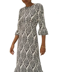 Mint Velvet Women's Printed Tiered-Ruffle Rayon Midi Dress