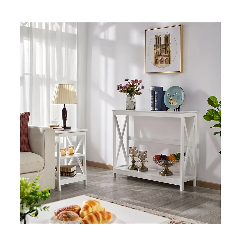 Slickblue Design Console Table with Lower Shelf for Entryway Storage