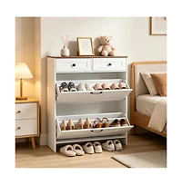 Slickblue Entryway Shoe Storage Cabinet with Hidden Shoe Organizer