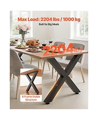 Sugift 29.5 Inch X-Frame Steel Table Legs 31.1 Inch Wide 2204 Lbs Load Capacity Set of 2