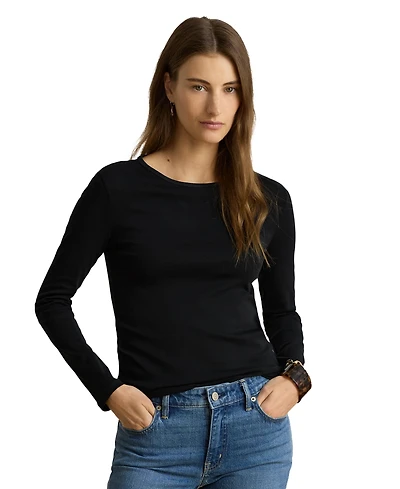 Lauren Ralph Cotton-Blend Long-Sleeve Top