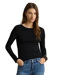 Lauren Ralph Cotton-Blend Long-Sleeve Top