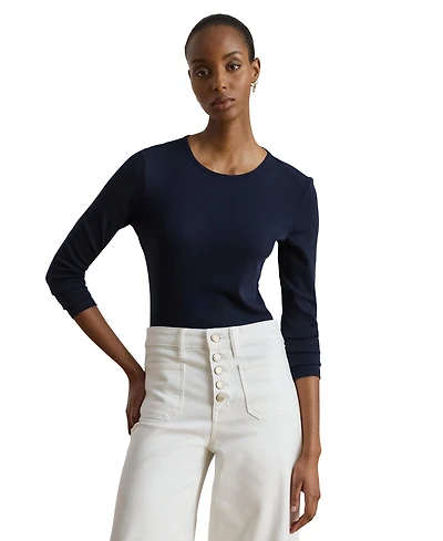 Lauren Ralph Cotton-Blend Long-Sleeve Top