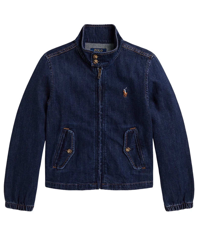 Polo Ralph Lauren Girls' 7-16 Indigo Mock Neck Denim Jacket