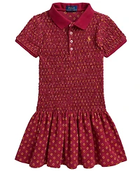 Polo Ralph Lauren Girls' 2T-6X Floral Smocked Stretch Mesh Dress