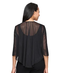 Alex Evenings Women's Glitter Mesh 3/4-Sleeve Cascade Detail Coverup