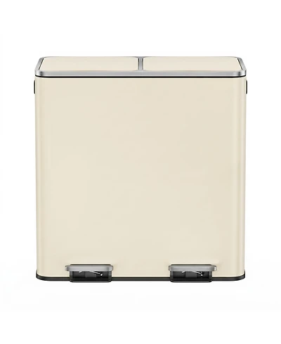 SongmicsHome 2 x 10.6-Gallon (2 40 L) Dual-Compartment Kitchen Trash Can with Hinged Lids, Plastic Inner Buckets and 15 Bags, Airtight Design