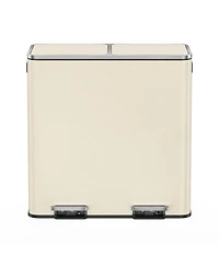 SongmicsHome 2 x 10.6-Gallon (2 40 L) Dual-Compartment Kitchen Trash Can with Hinged Lids, Plastic Inner Buckets and 15 Bags, Airtight Design