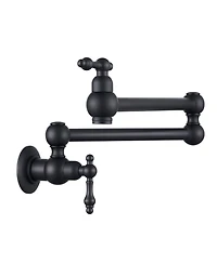 Thirtypeachy Wall Mount Pot Filler Faucet, Folding Swivel Arm with Dual Handles and Brass Construction