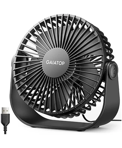 Gaiatop Usb Desk Fan, 3 Speeds Strong Airflow, 5.5 Inch Portable 90degree(s) Rotate Quiet Cooling, Small Personal Table Fans for Bedroom Home Office