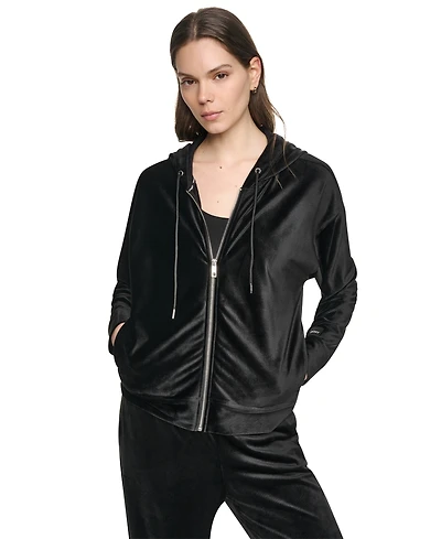 Dkny Sport Women's Full Zip Velour Hoodie